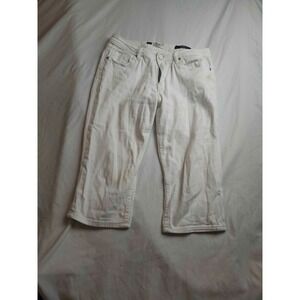 VGS Jeans Womens Size 8‎ White Denim Capris Straight Leg Embellished Pockets